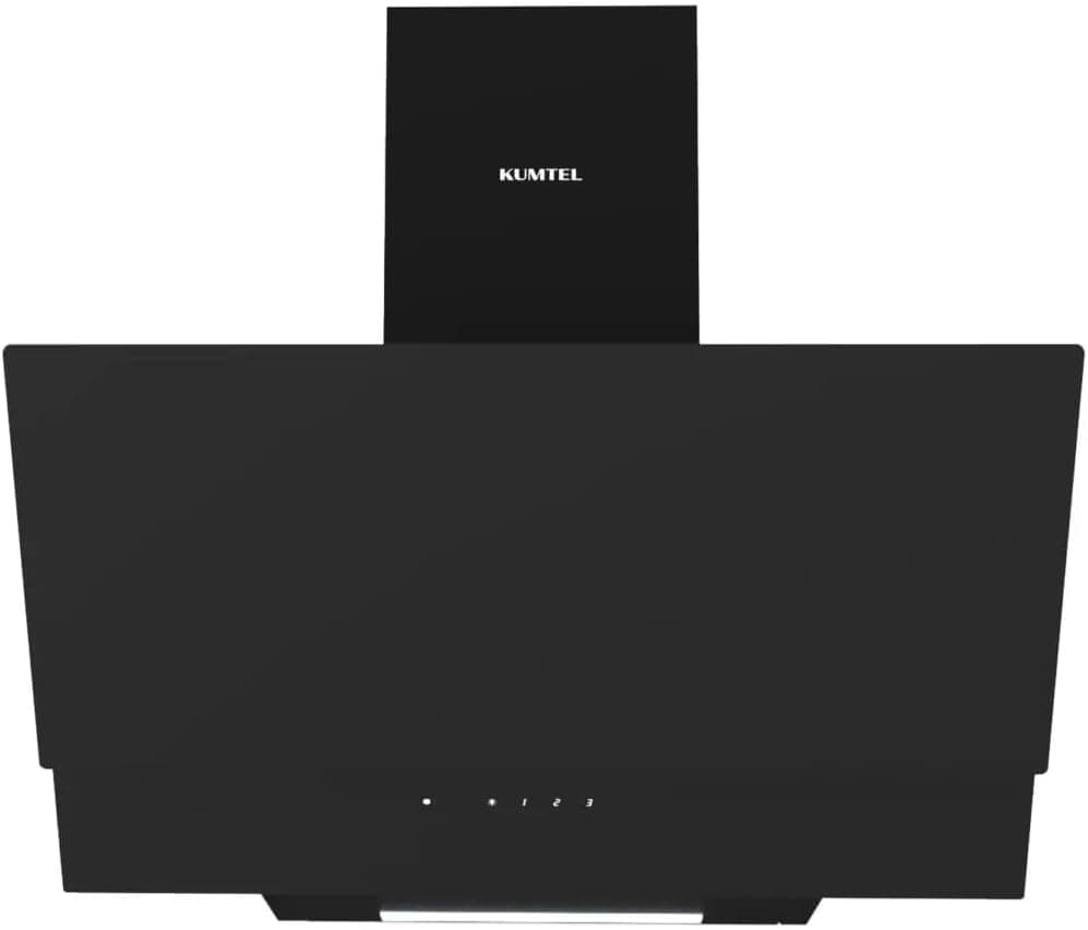 KUMTEL Black Glass Range Hood 60cm - Powerful Ventilation & LED Lighting