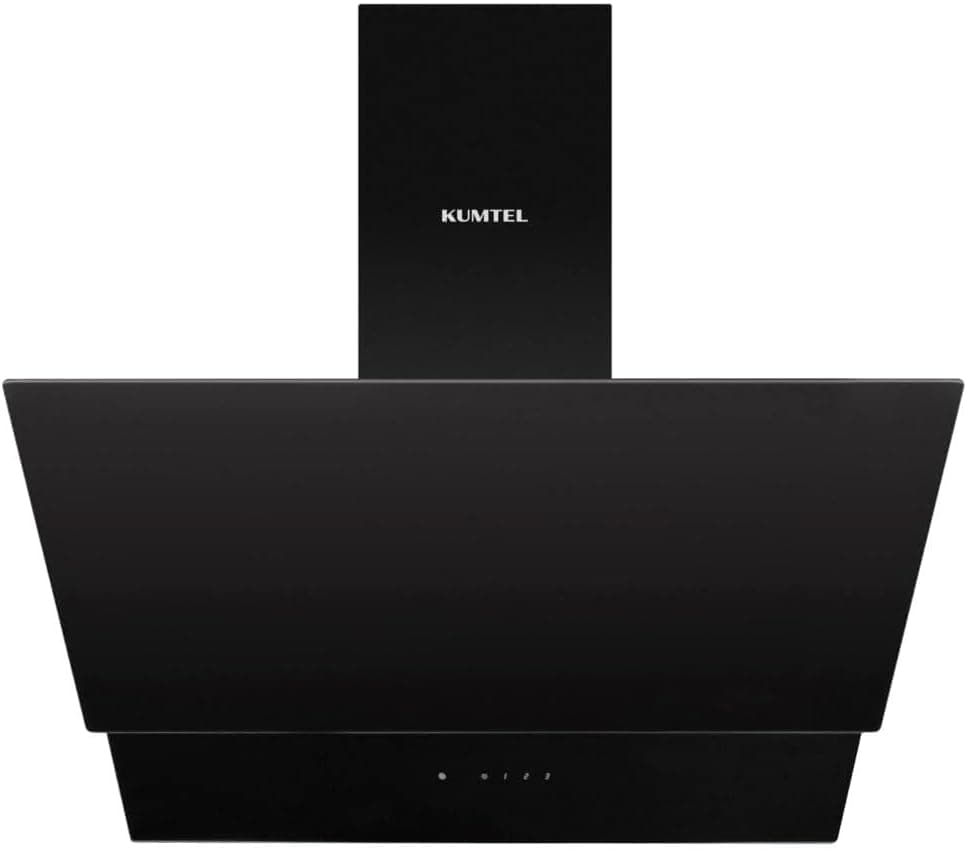 Kumtel 60 cm Black Kitchen Hood - 650 m³/h Suction Power, LED Lighting
