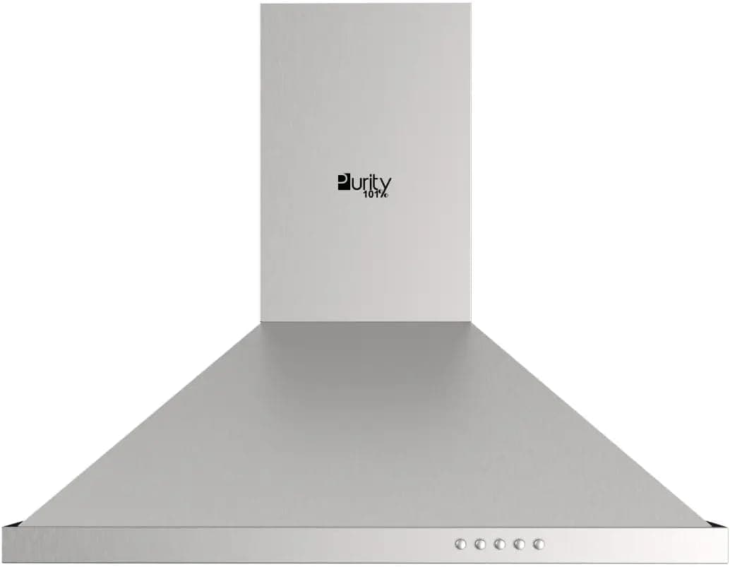 منقّي الهواء Purity101 Kitchen Cooker Hood - قدرة شفط 650 م³/ساعة، تحكم بالأزرار، 3 سرعات - ROMA X - فضي (60 سم)