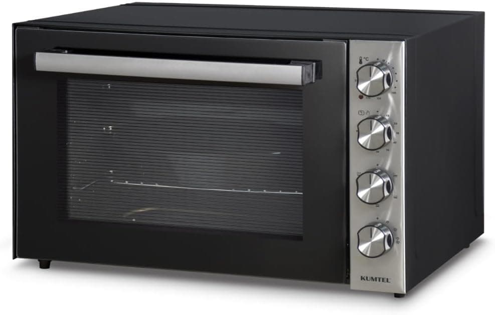 فرن كهربائي 70 لتر، 2500 واط، مروحة توربو، باب زجاجي مزدوج، أسود Kumtel LX-9625