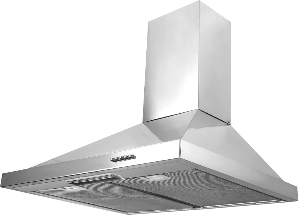 Kumtel 90cm Pyramid Kitchen Hood, 650 m³/h Suction, LED Lighting, Inox - Silver
