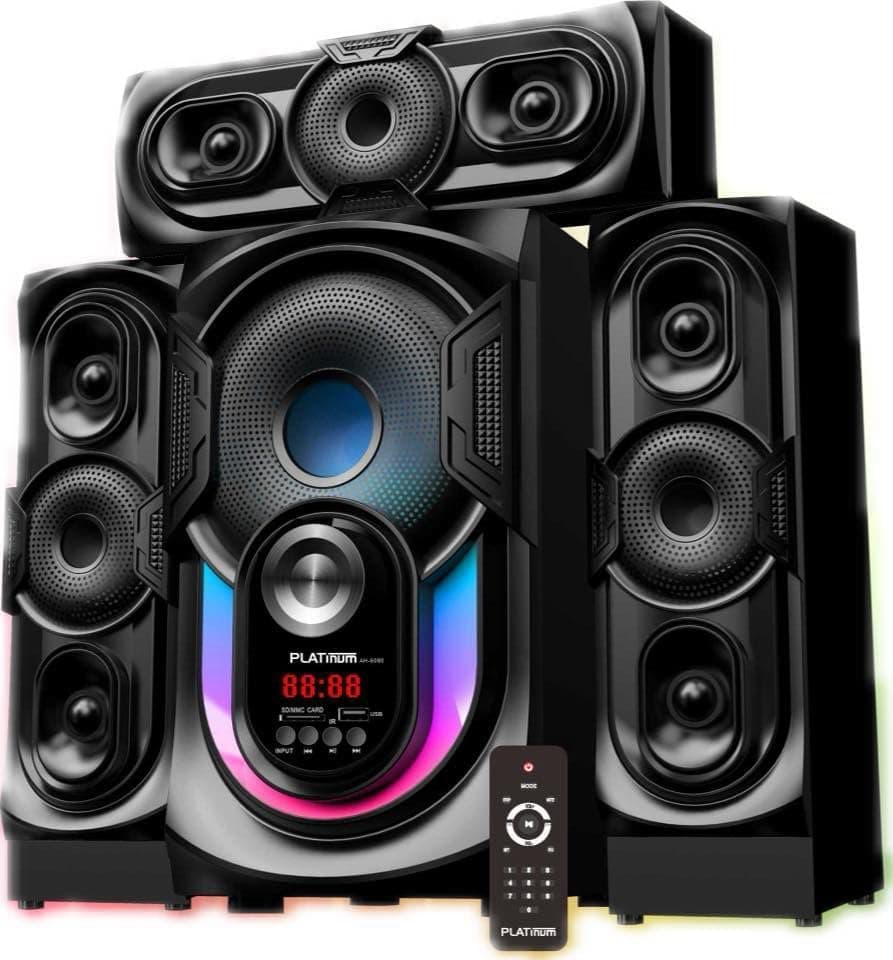 Generic AH-6080 Subwoofer Bluetooth Speaker - Black, LED Light - 40W+10W*3 - USB/AUX - Remote Control